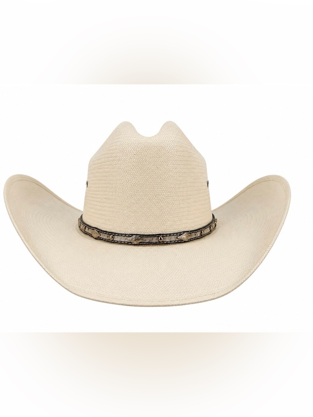 Larry Mahan Natural Straw Cowboy Hat with Decorative Band 6 7/8